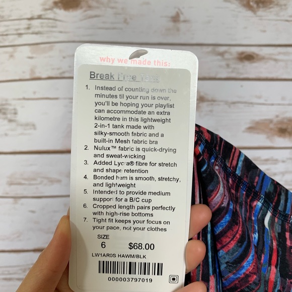 NWT lululemon break free tank hinshu alpine multi - Picture 4 of 4